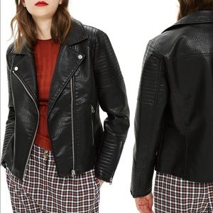 Topshop faux leather biker jacket